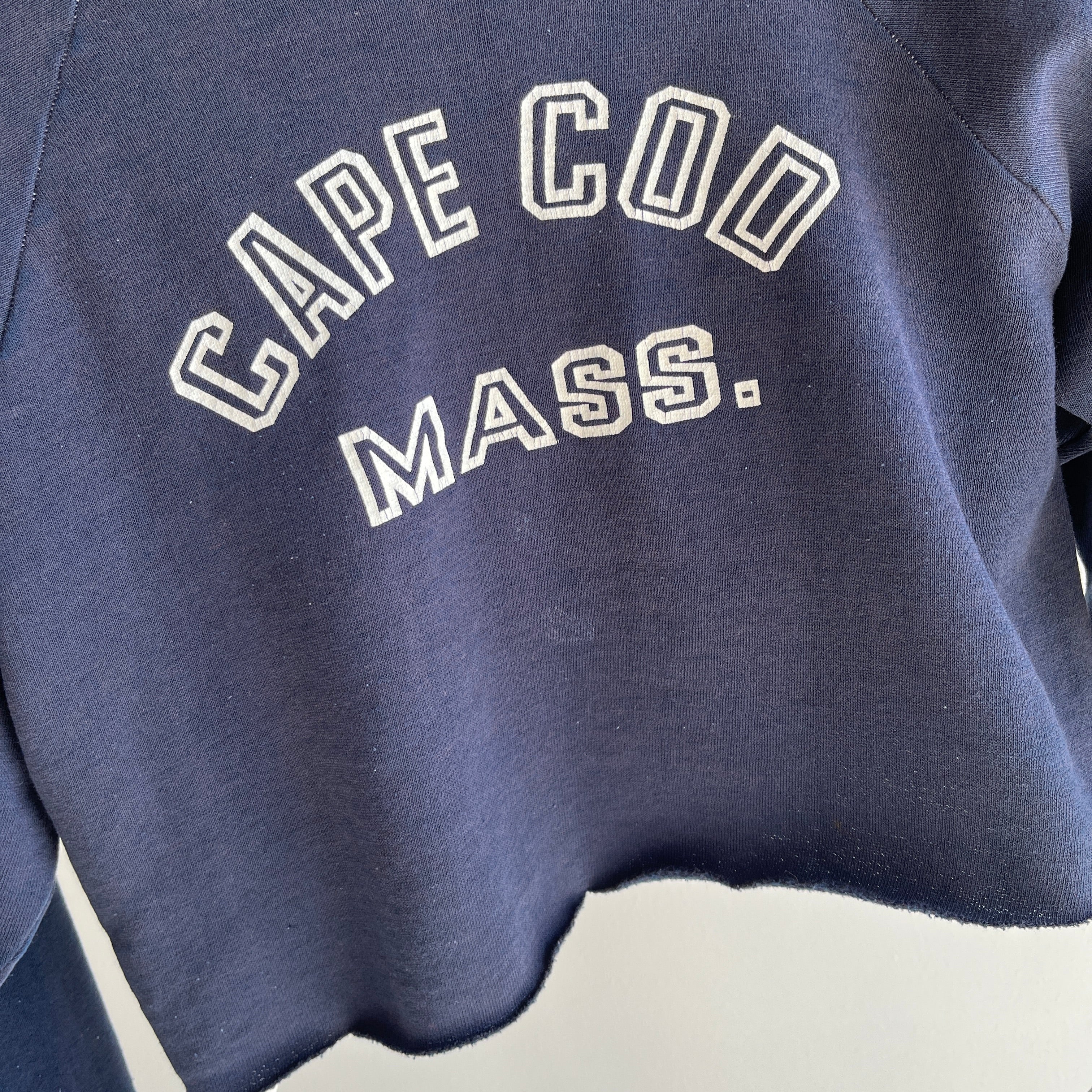 1970s Sun Faded Cape Cod DIY Crop Top Sweatshirt