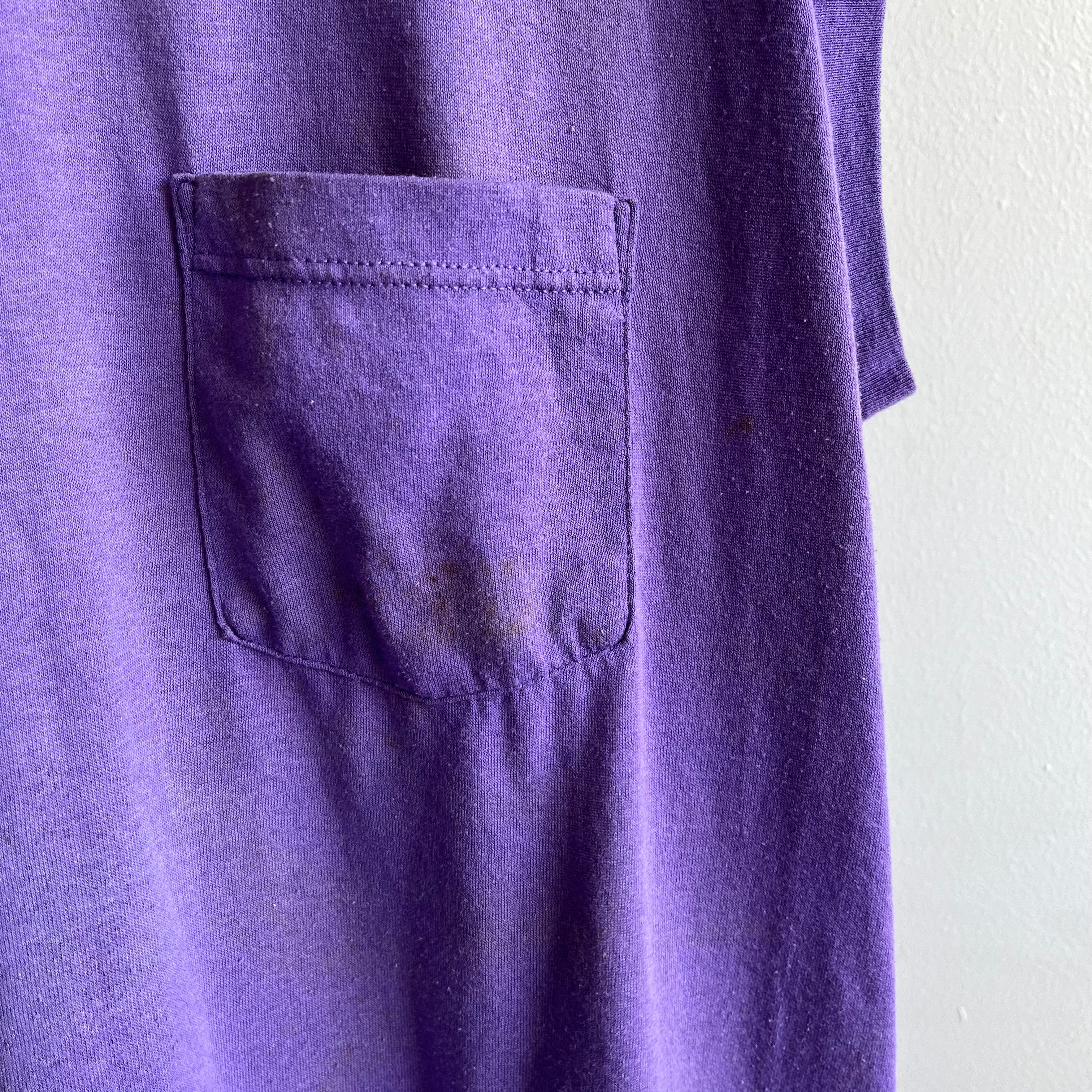 1980s Super Stained and Faded Purple Muscle Tank