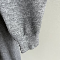 1980s Jerzees by Russell Perfectly 80s Gray Raglan Sweatshirt with a Single Bleach Stain