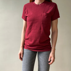1980s/90s Blank Burgundy Pocket T Shirt