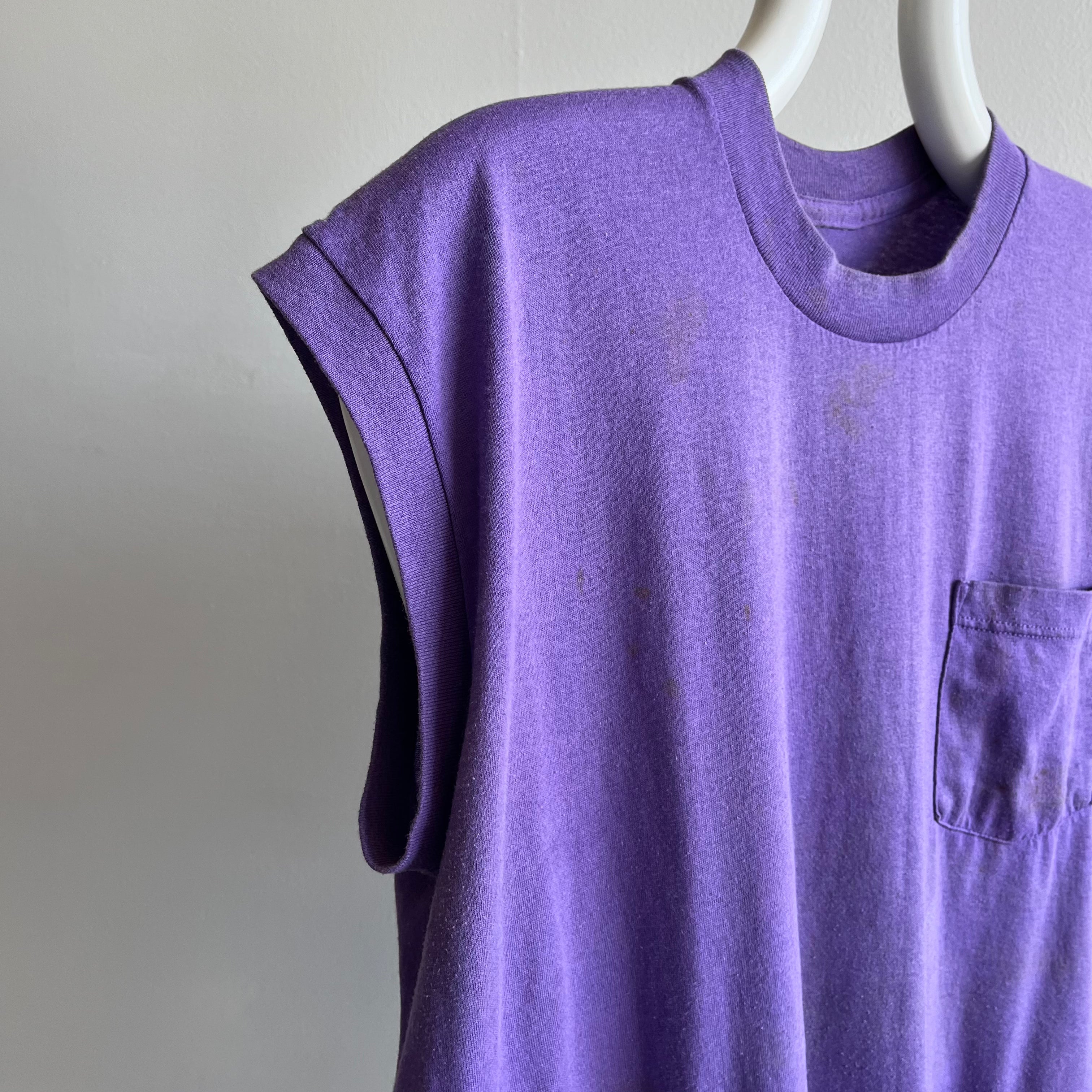 1980s Super Stained and Faded Purple Muscle Tank