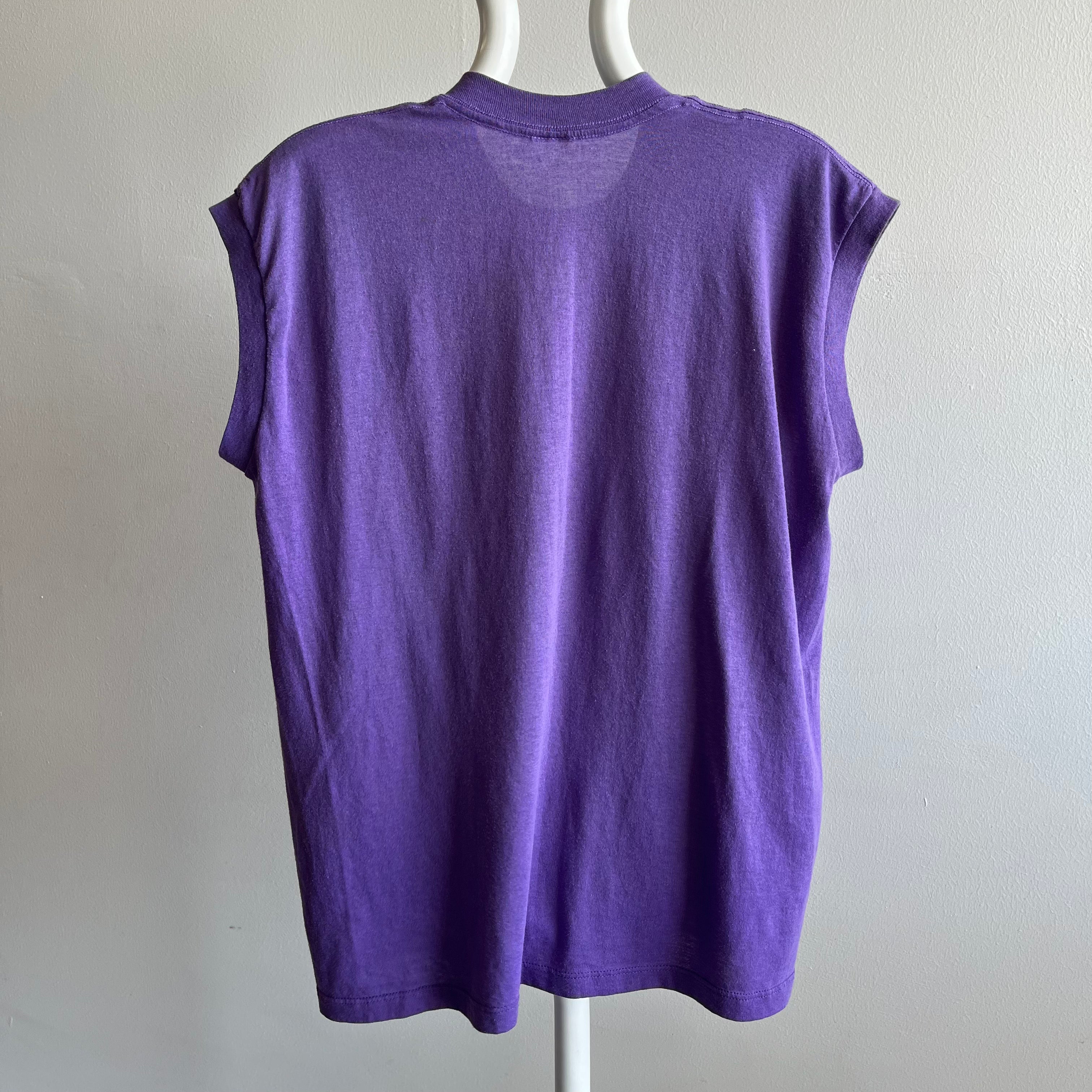 1980s Super Stained and Faded Purple Muscle Tank