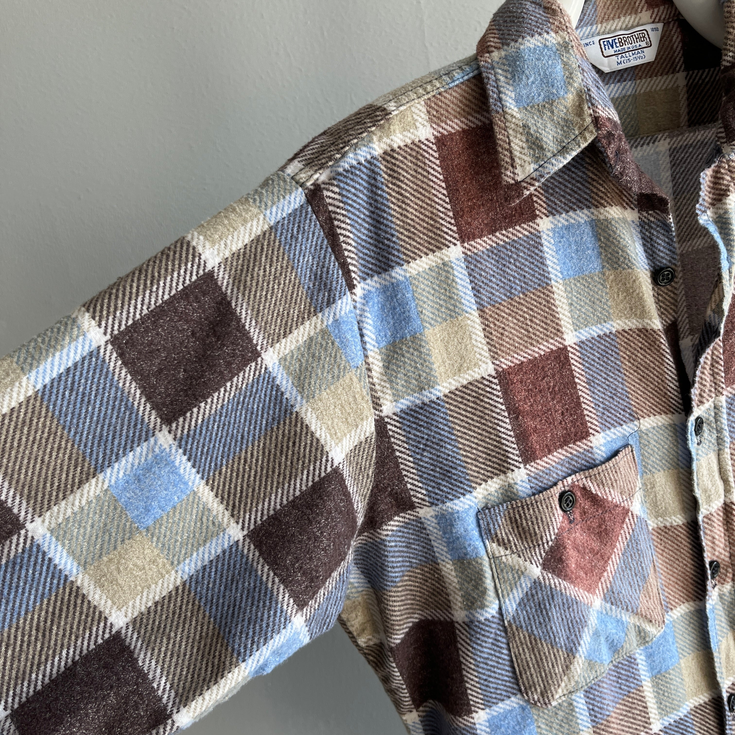 1980/90s Lightweight Longer Single Sided Soft Five Brothers Flannel