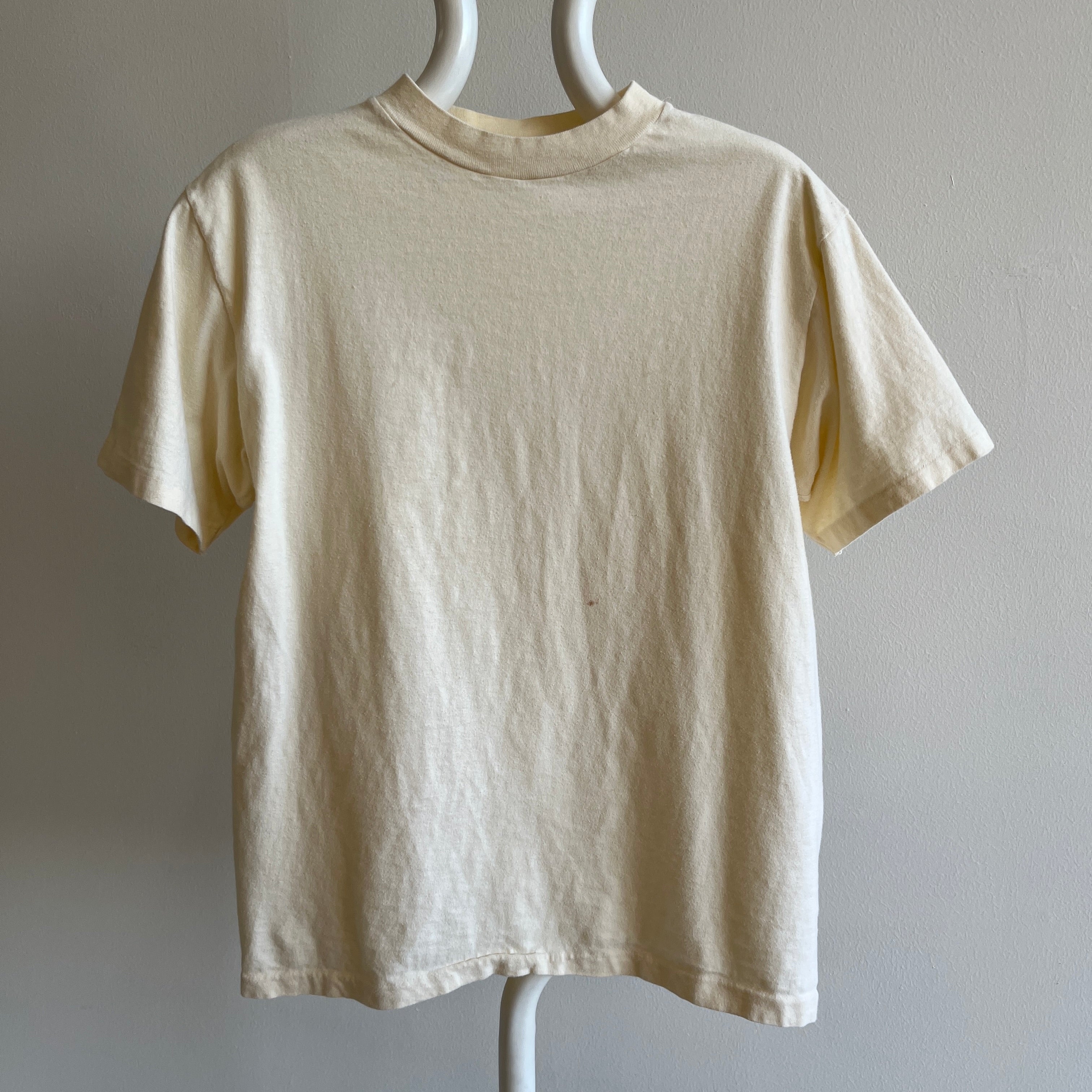 1980s Ecru Cotton T-Shirt by Hanes