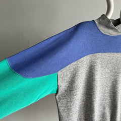 1980s Color Block Slightly Mock Neck Sweatshirt