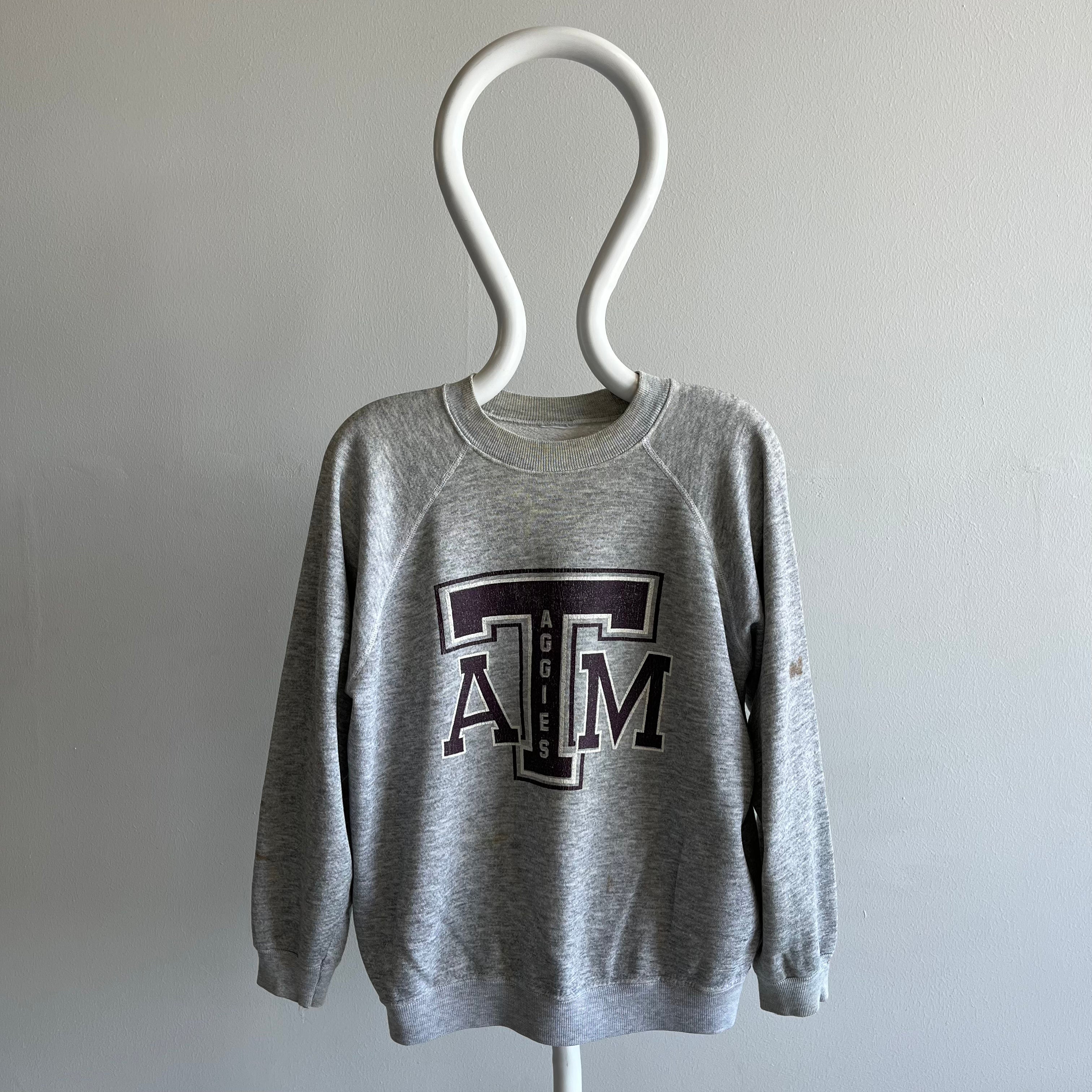 1980s Texas A&M Well Stained Thin Raglan Sweatshirt