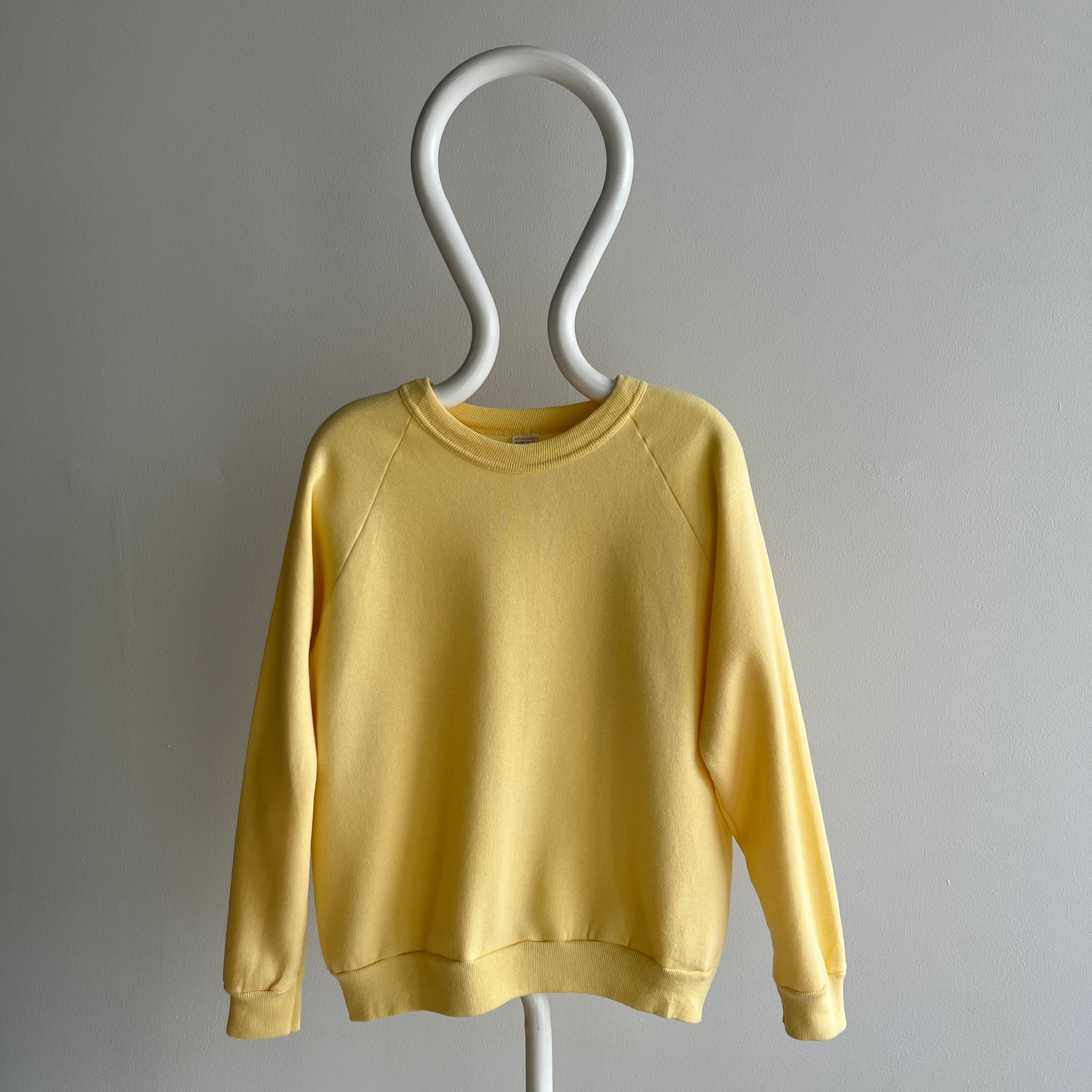 1970s Sportswear Never (?) Worn Butter Yellow Sweatshirt