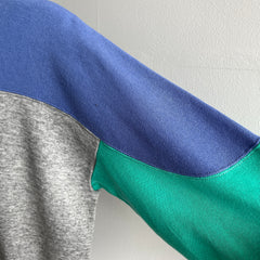 1980s Color Block Slightly Mock Neck Sweatshirt