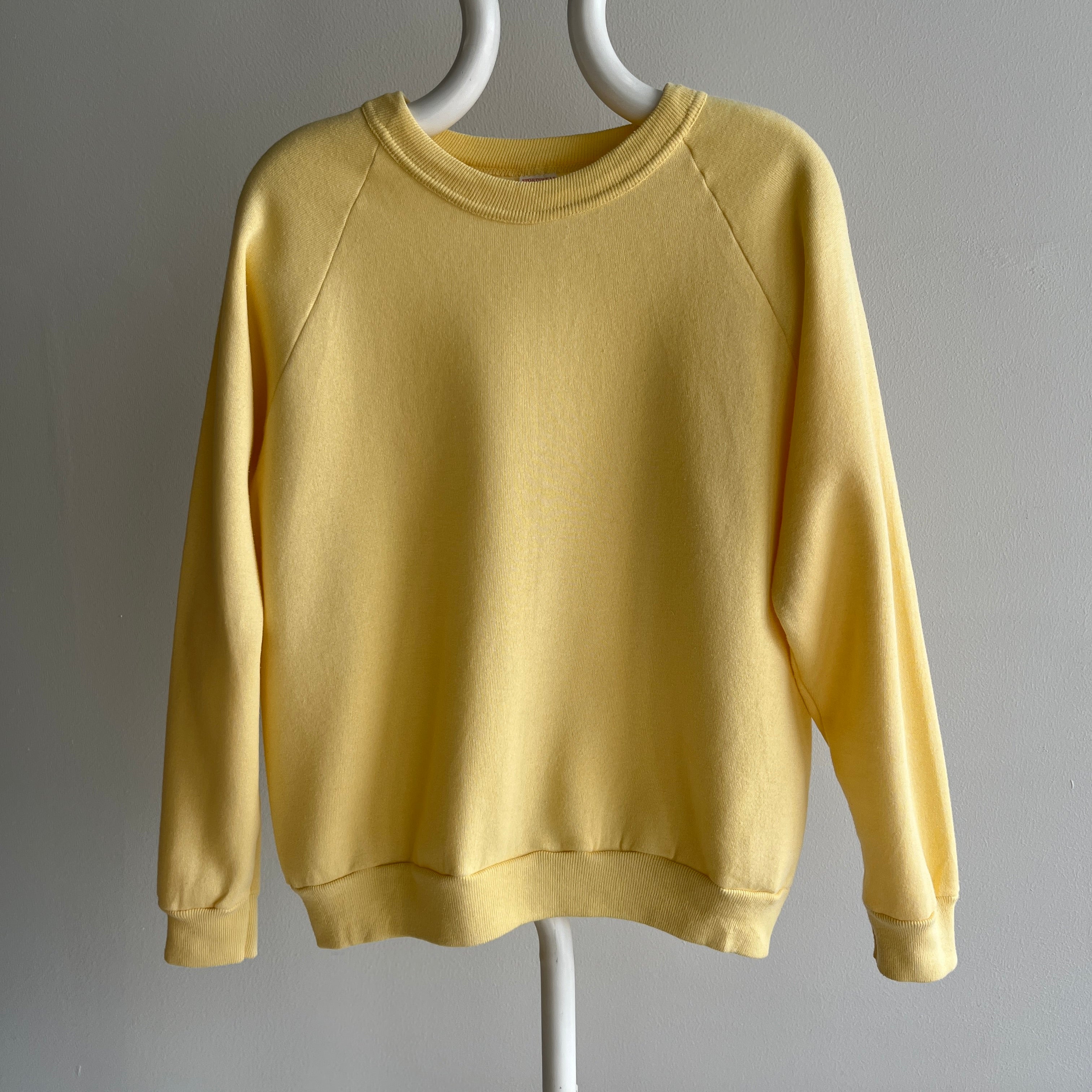 1970s Sportswear Never (?) Worn Butter Yellow Sweatshirt