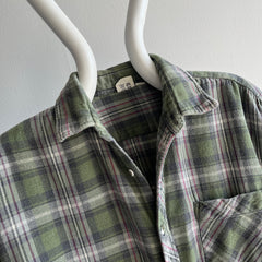 1990s European Cotton Flannel - Green Plaid