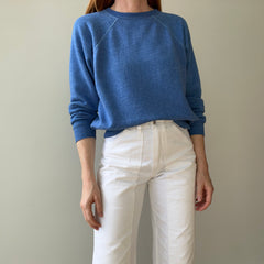 1970/80s Heather Blue Raglan with Contrast Stitching - !!!!