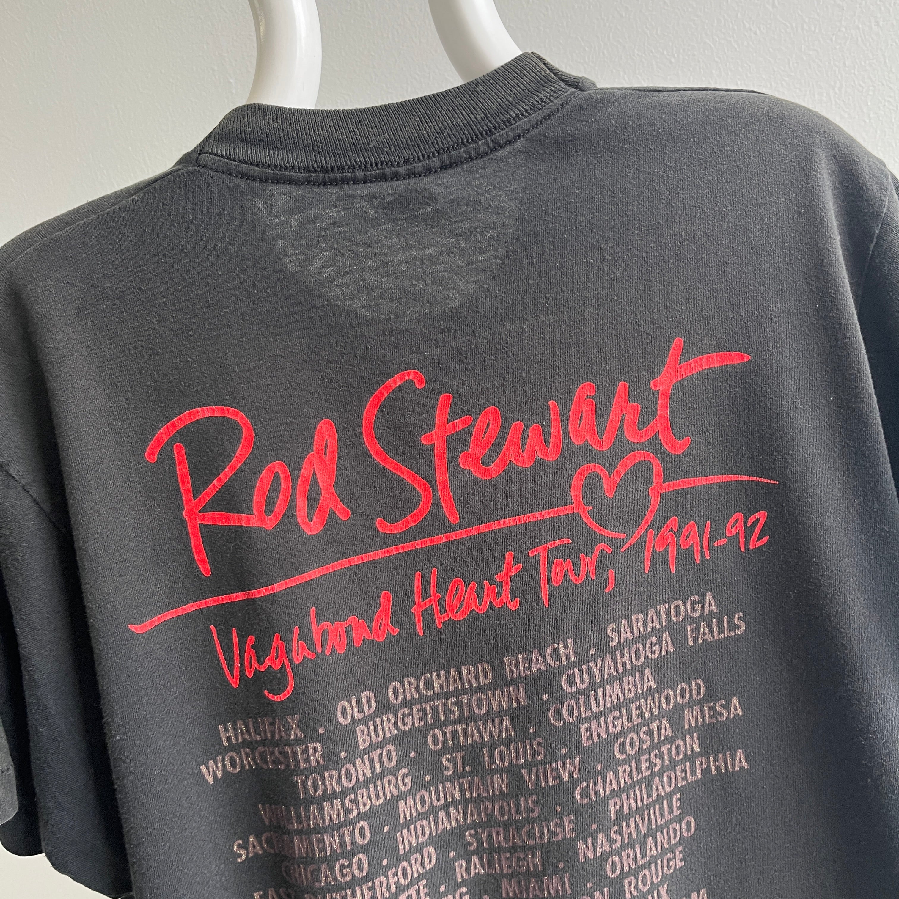 1991-92 Rod Stewart Vagabond Heart Tour Front and Back T-Shirt