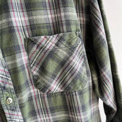 1990s European Cotton Flannel - Green Plaid