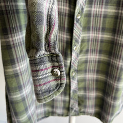 1990s European Cotton Flannel - Green Plaid