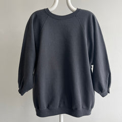 1980/90s Larger Shorter Long Sleeve Faded Black/Gray Sweatshirt