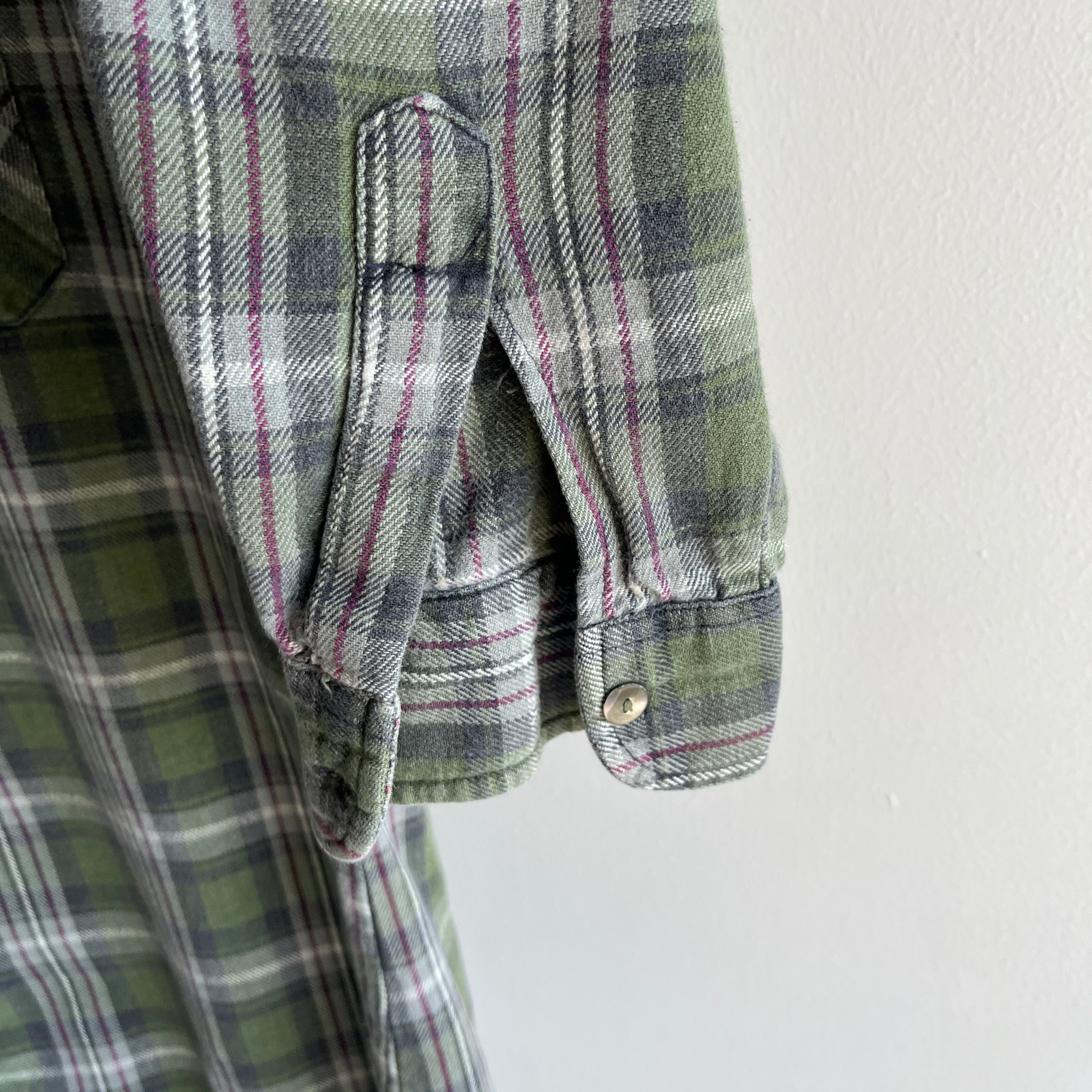 1990s European Cotton Flannel - Green Plaid