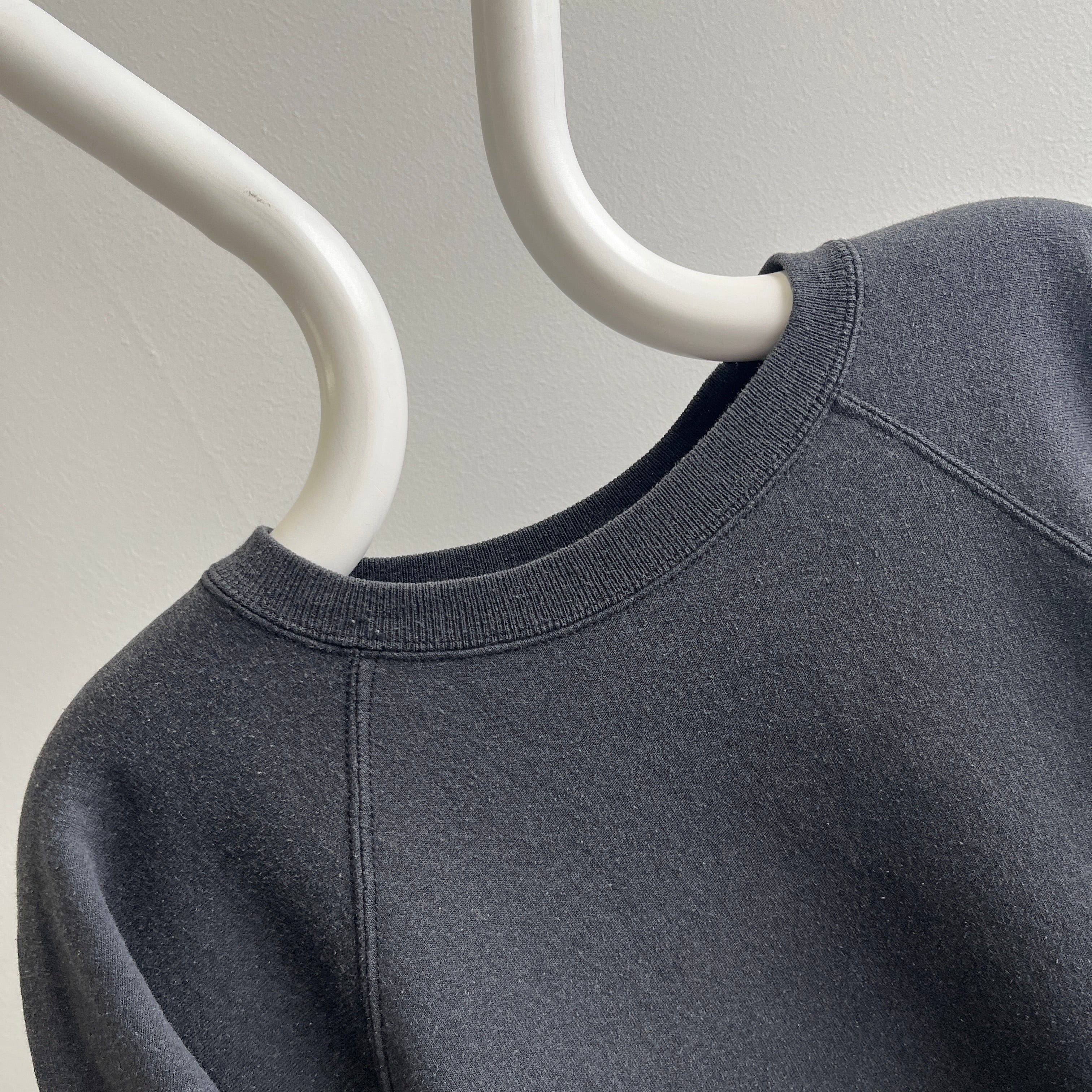 1980/90s Larger Shorter Long Sleeve Faded Black/Gray Sweatshirt