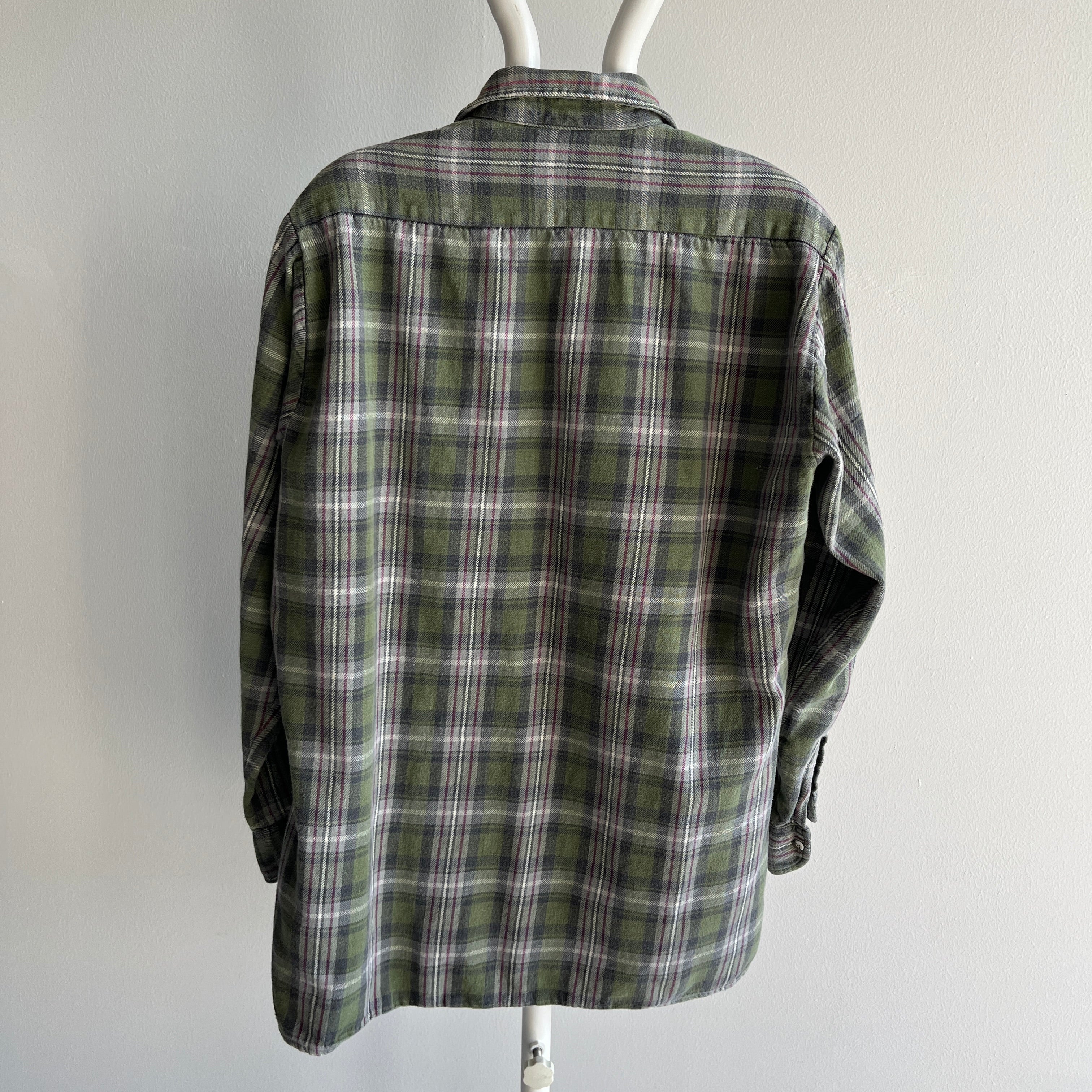 1990s European Cotton Flannel - Green Plaid