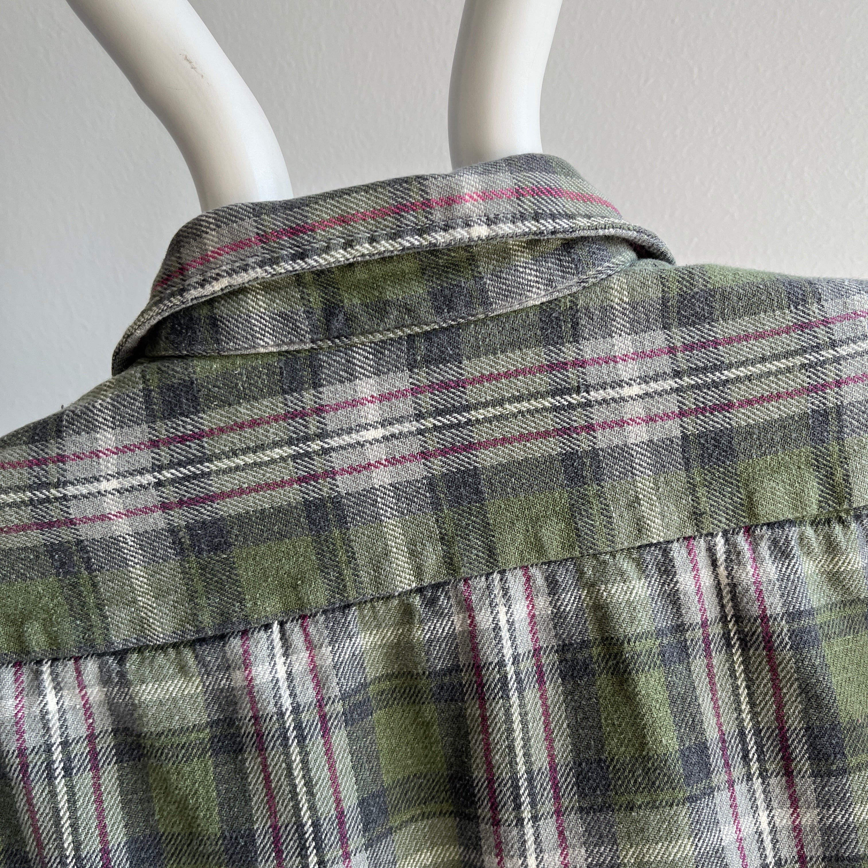 1990s European Cotton Flannel - Green Plaid