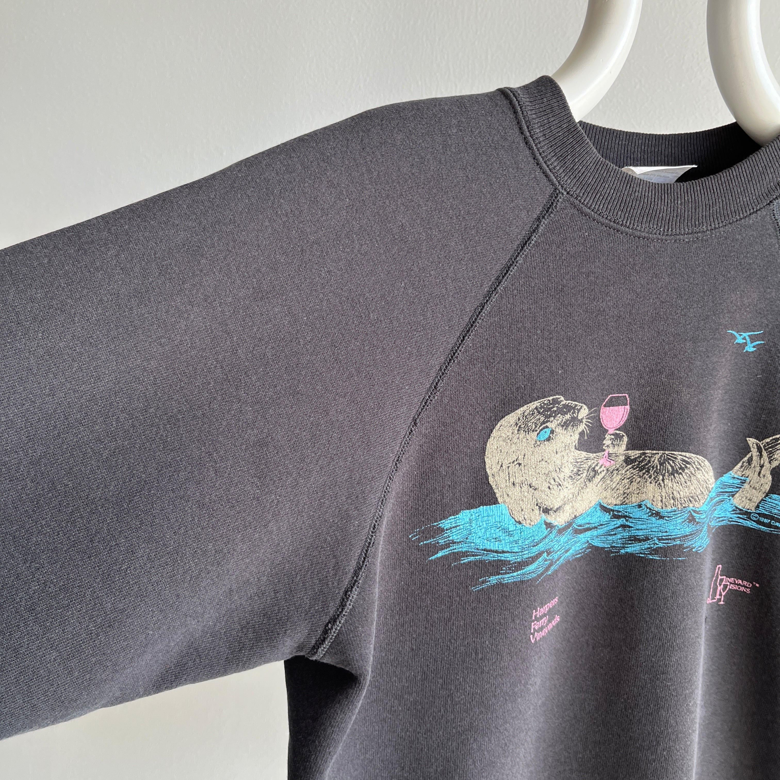 1987 Harpers Ferry Vineyards - Sea Otter Drinking Wine - Perfectly Worn Sweatshirt