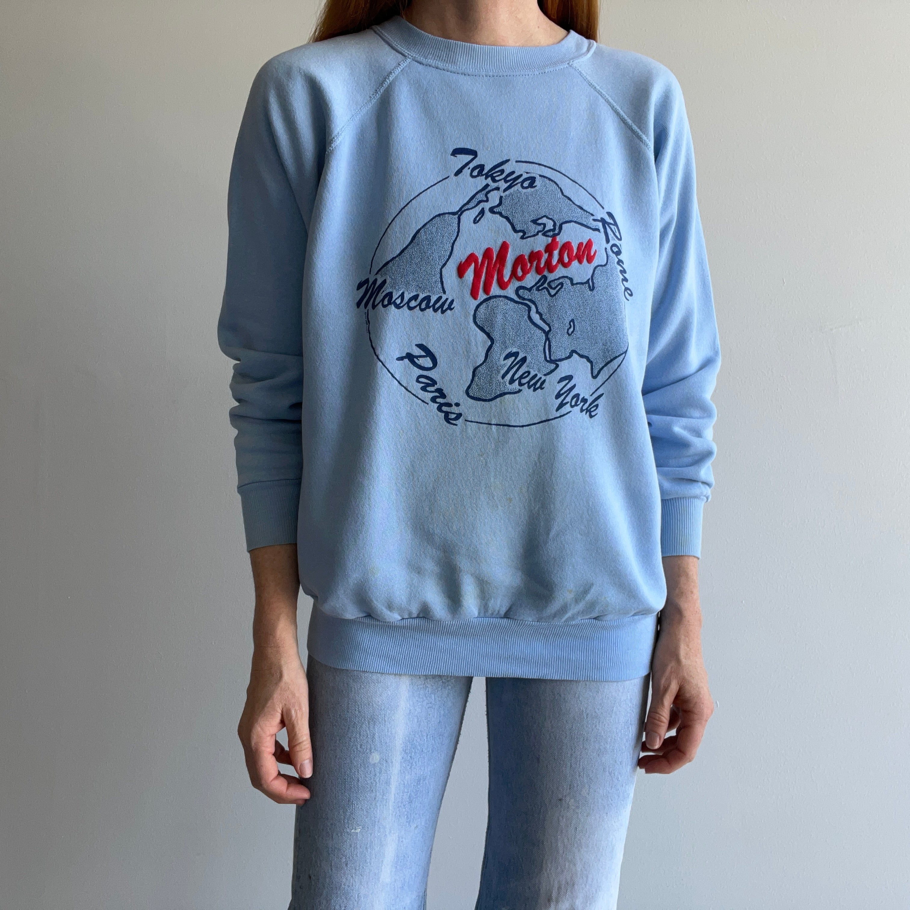 1980s Rome, Tokyo, Moscow, Paris, Morton (pop 1,036) Funny Tourist Sweatshirt