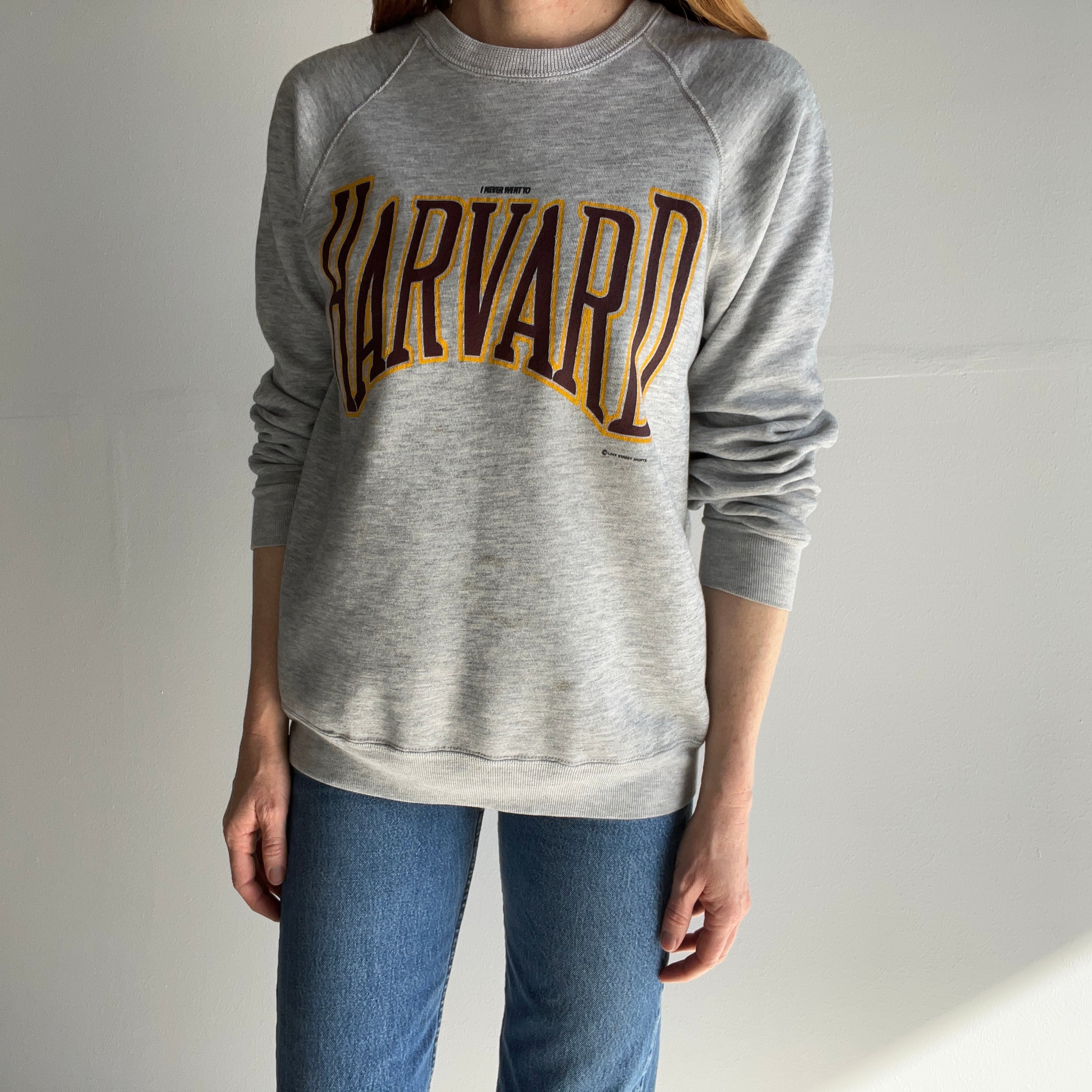 1980s I Never Went To Harvard - Small Print Sweatshirt