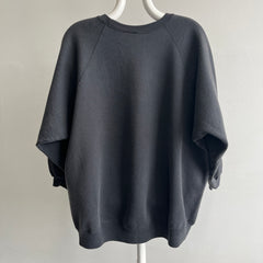 1980/90s Larger Shorter Long Sleeve Faded Black/Gray Sweatshirt