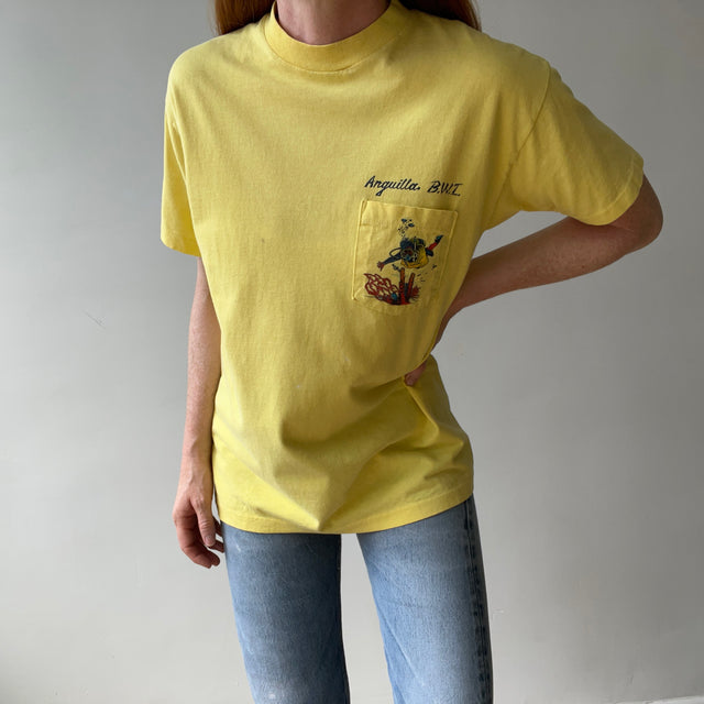 1980s Anguilla B.W.I Pocket T Shirt