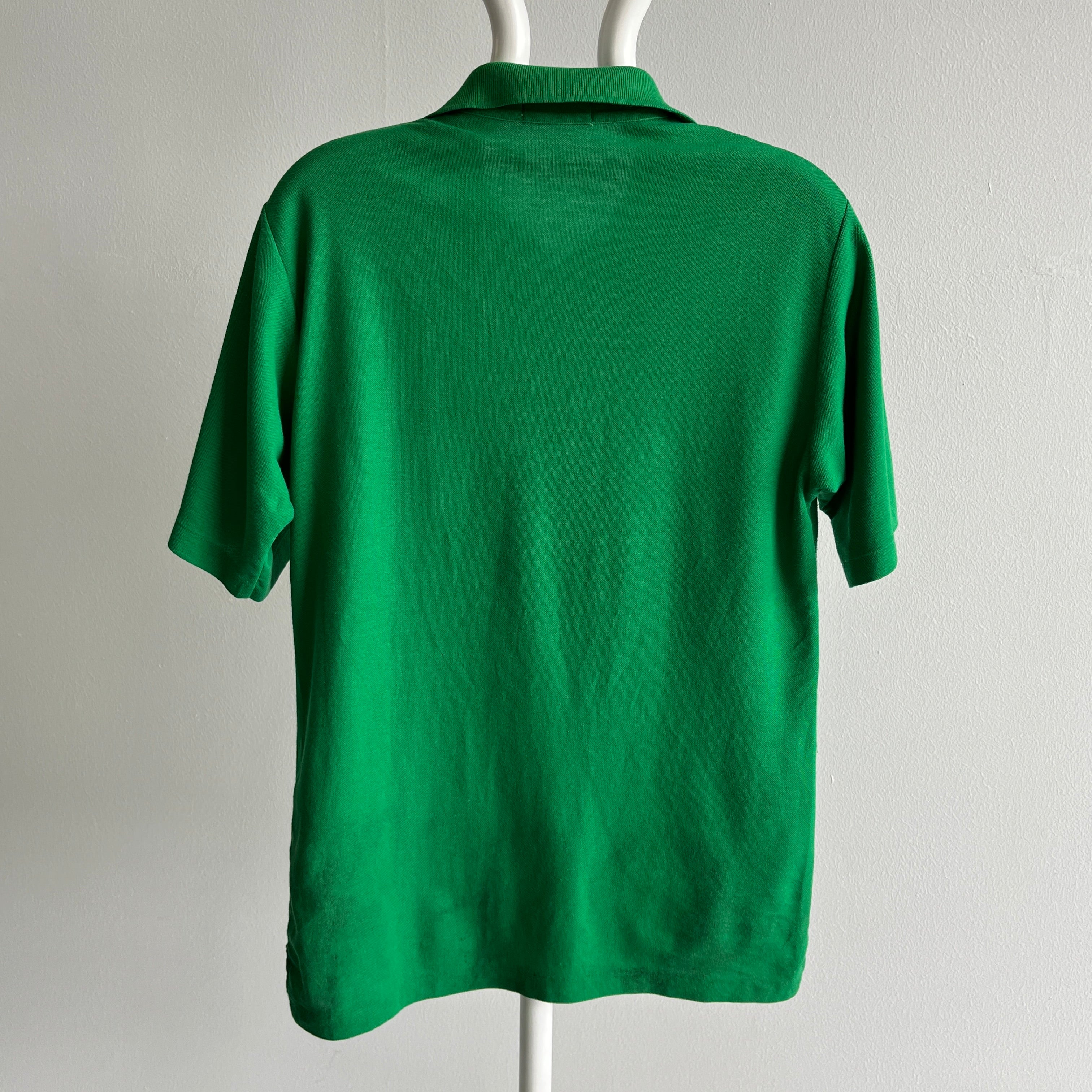 1990s Kelly Green Lacoste Polo Shirt with Color Fade