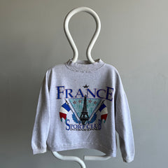 1980/90s France Mock Neck Cropped Super Stained Sweatshirt