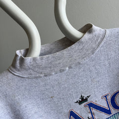 1980/90s France Mock Neck Cropped Super Stained Sweatshirt