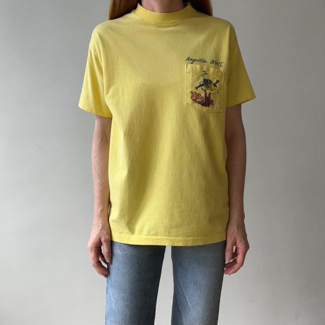 1980s Anguilla B.W.I Pocket T Shirt