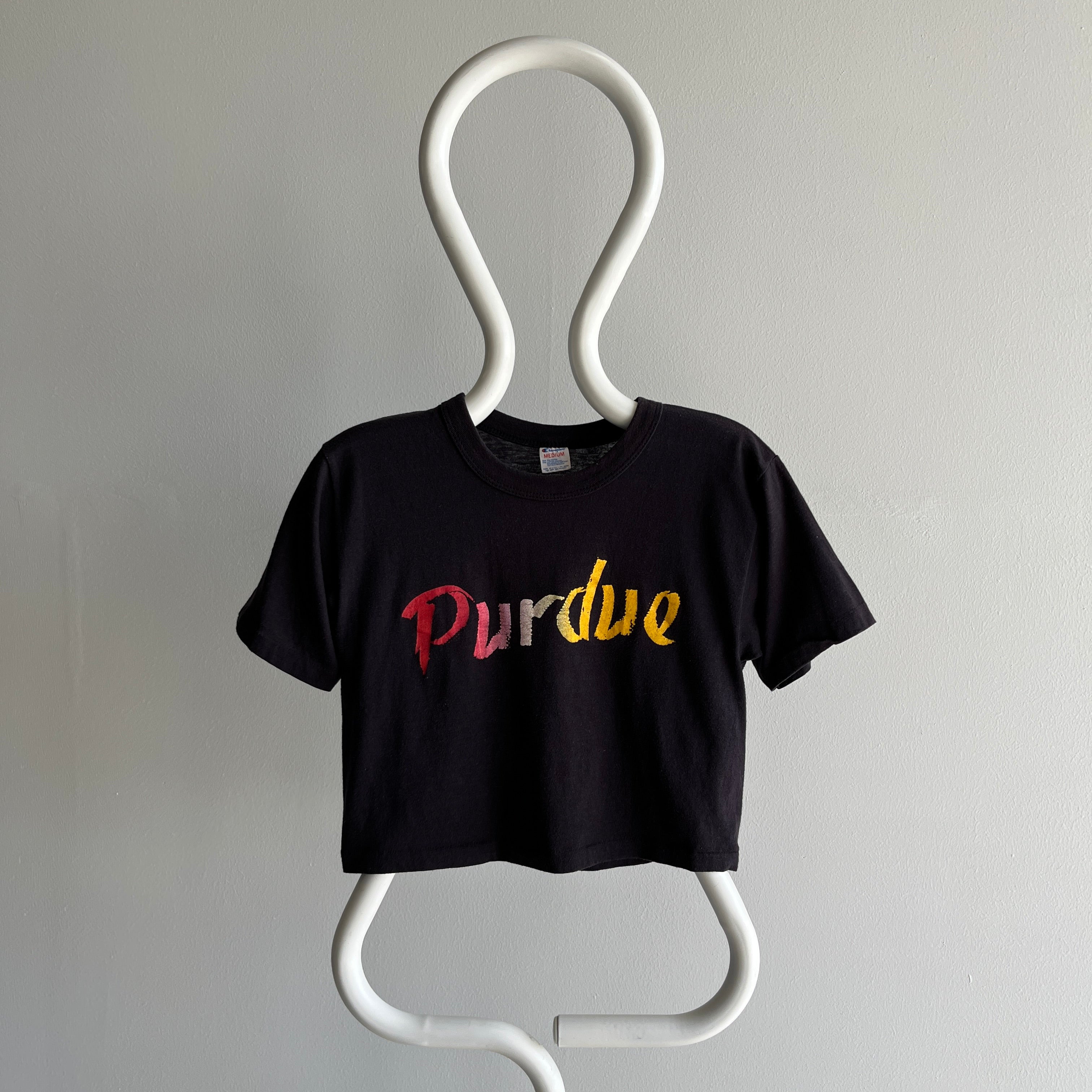 1980s USA Made Champion Purdue Crop Top