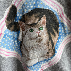 1980s DIY Cat Mom or Dad Obsessed Glitter Puff Paint and More Sweatshirt of Your Dreams and Nightmares