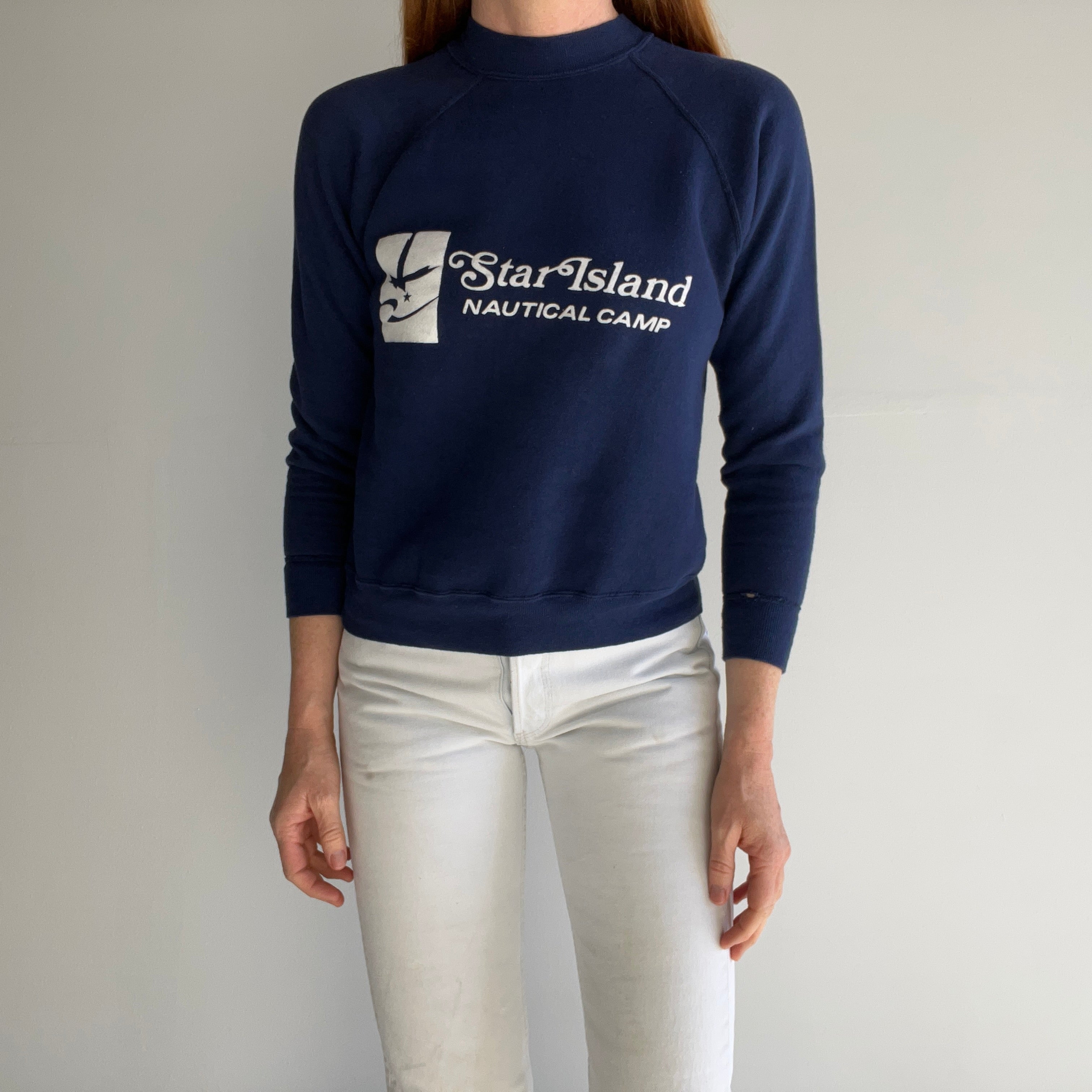 1970s (Early) Star Island Nautical Camp Velva Sheen Sweatshirt