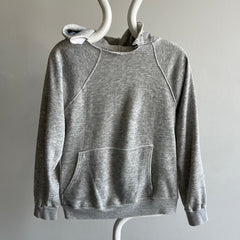 1980s/90s Thrashed Neck Blank Gray Hoodie - Smaller