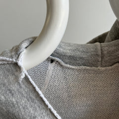 1980s/90s Thrashed Neck Blank Gray Hoodie - Smaller