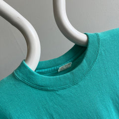 1990s Blank Teal Cotton T-Shirt