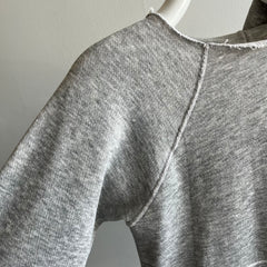 1980s/90s Thrashed Neck Blank Gray Hoodie - Smaller