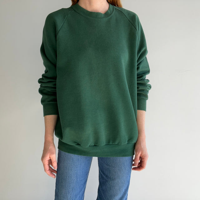 1980s Rad Sun Faded Forest Green Nice Worn Sweatshirt