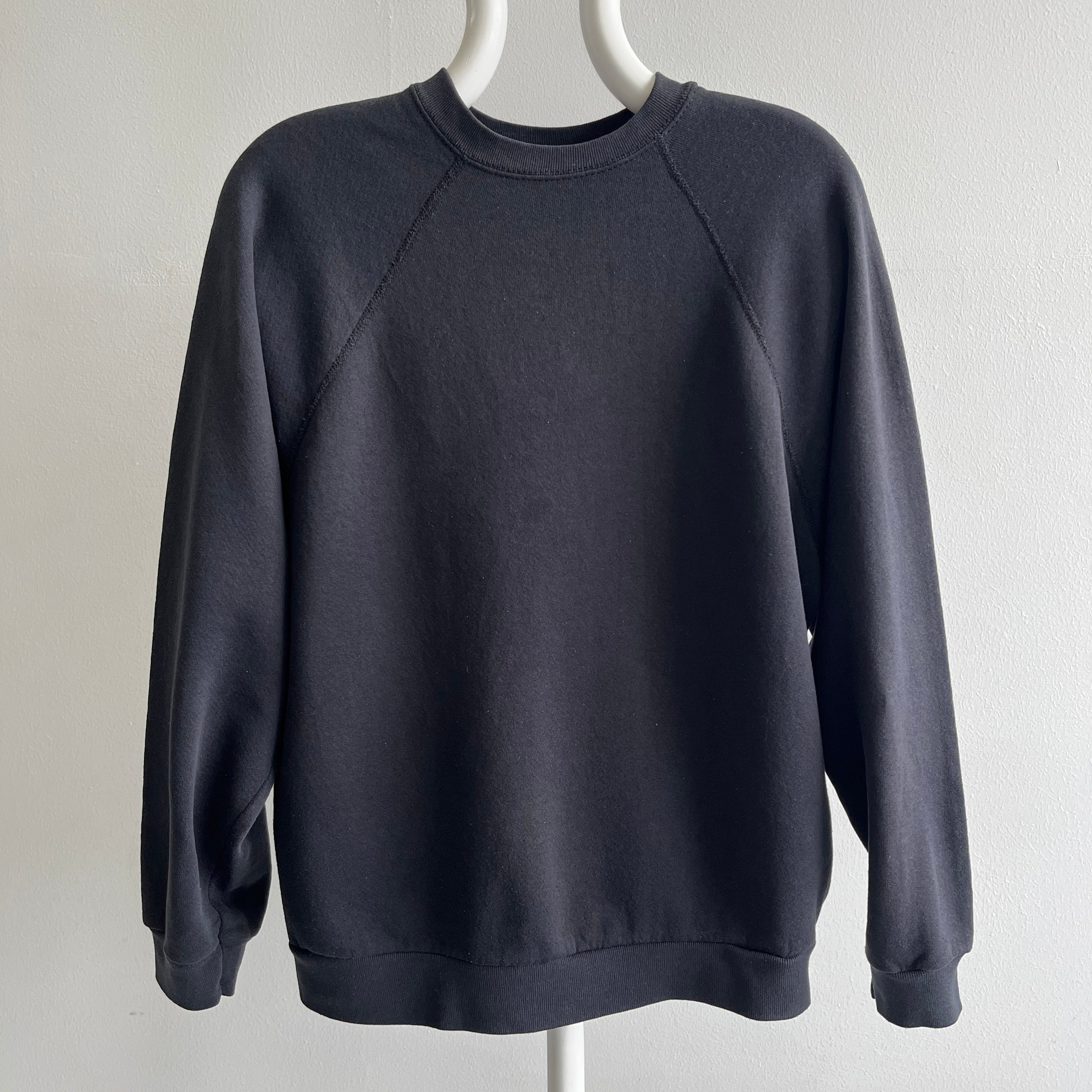 1980s Blank Black Raglan Sweatshirt by Tultex