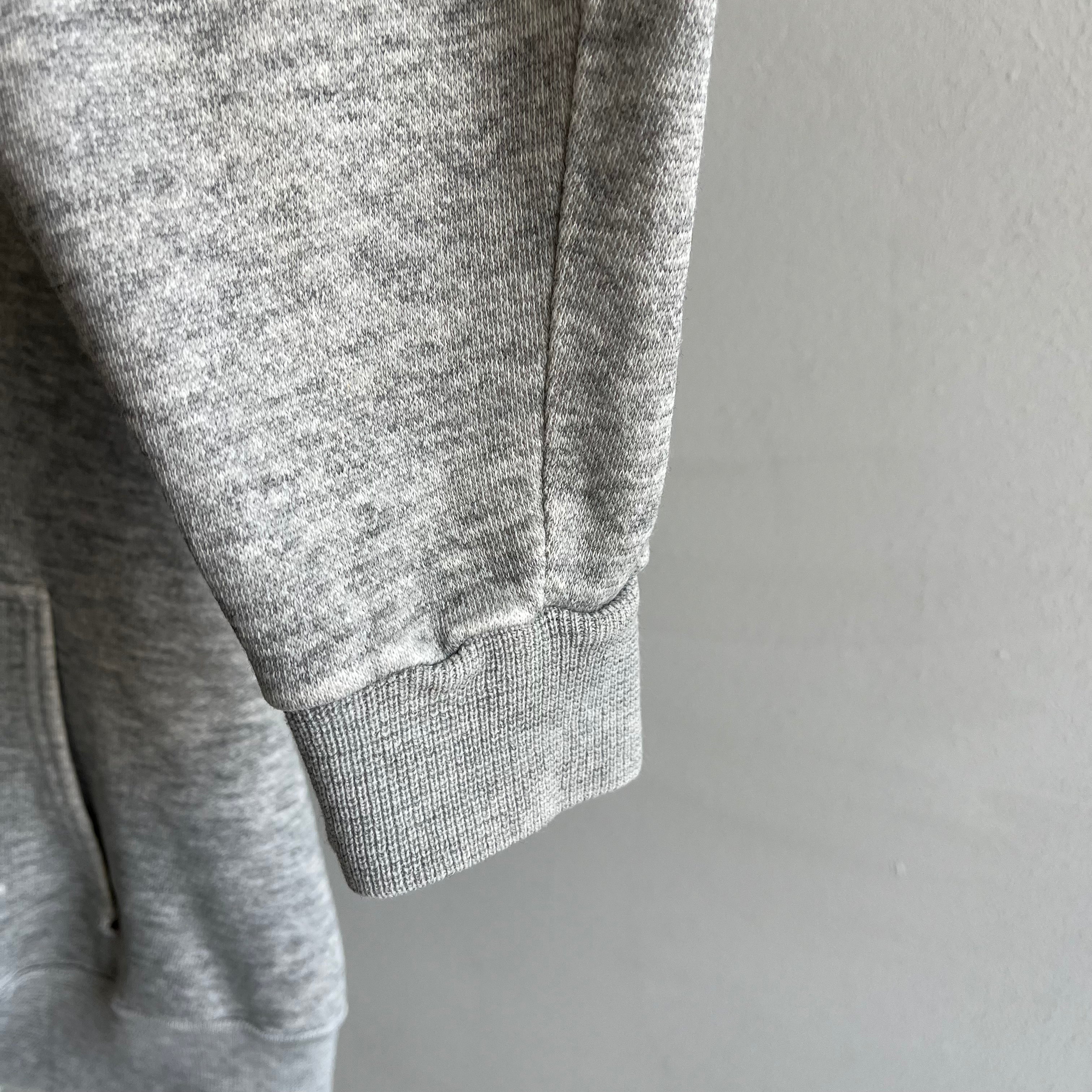 1980s/90s Thrashed Neck Blank Gray Hoodie - Smaller