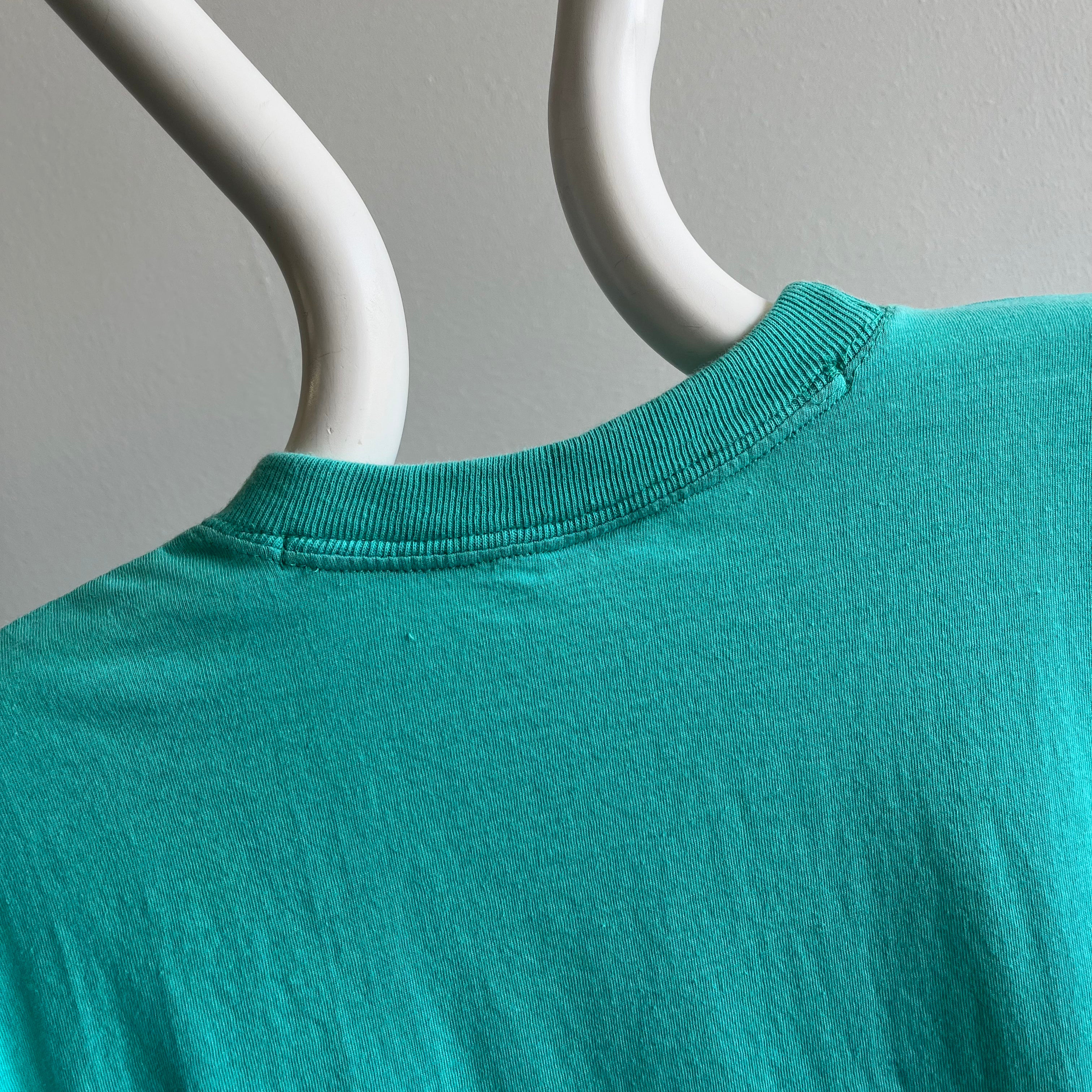 1990s Blank Teal Cotton T-Shirt