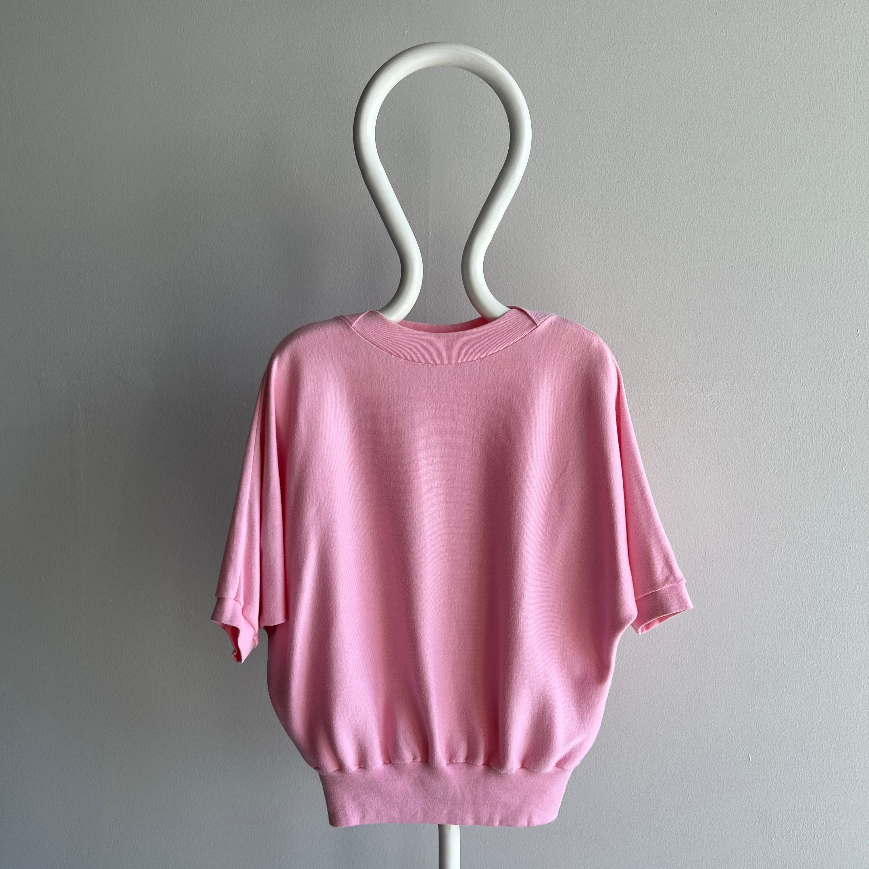 1980s Super Soft Jersey Knit Dolman Sleeve Warm Up Sweater/T-Shirt