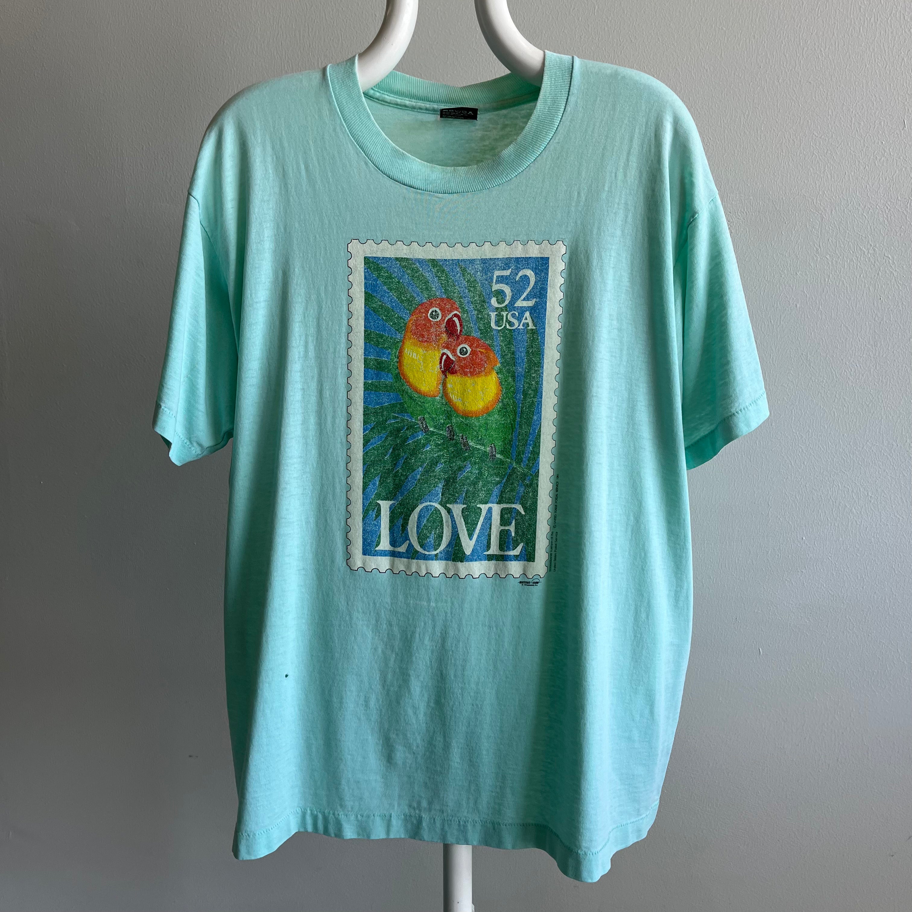 1991 USPS 52 Cent Stamp T-Shirt with a Parrot