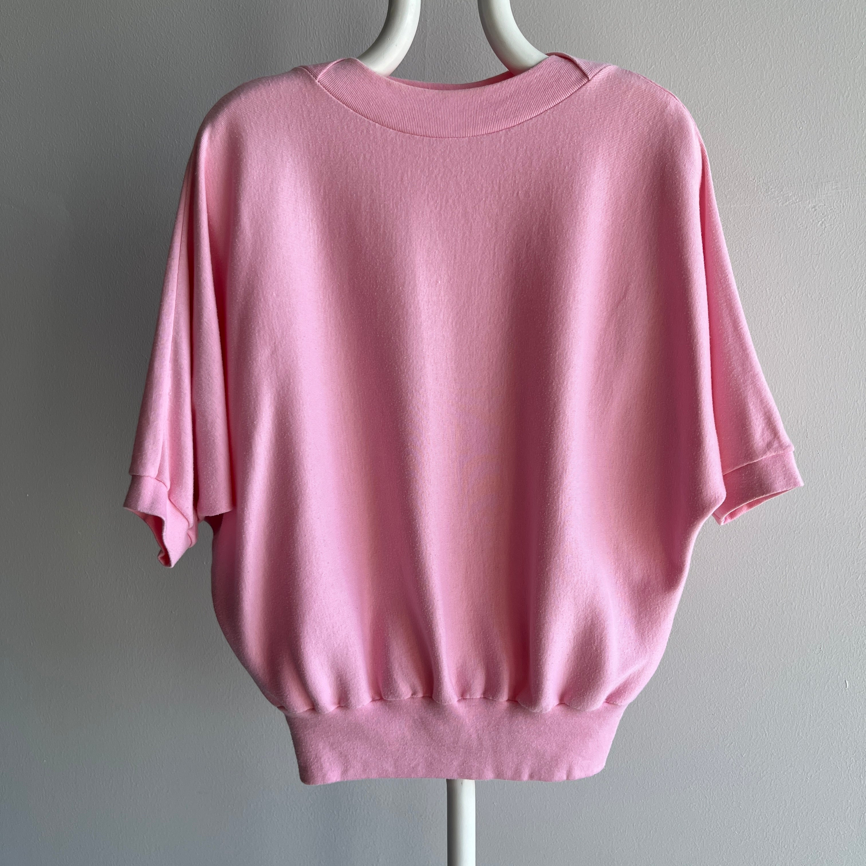 1980s Super Soft Jersey Knit Dolman Sleeve Warm Up Sweater/T-Shirt