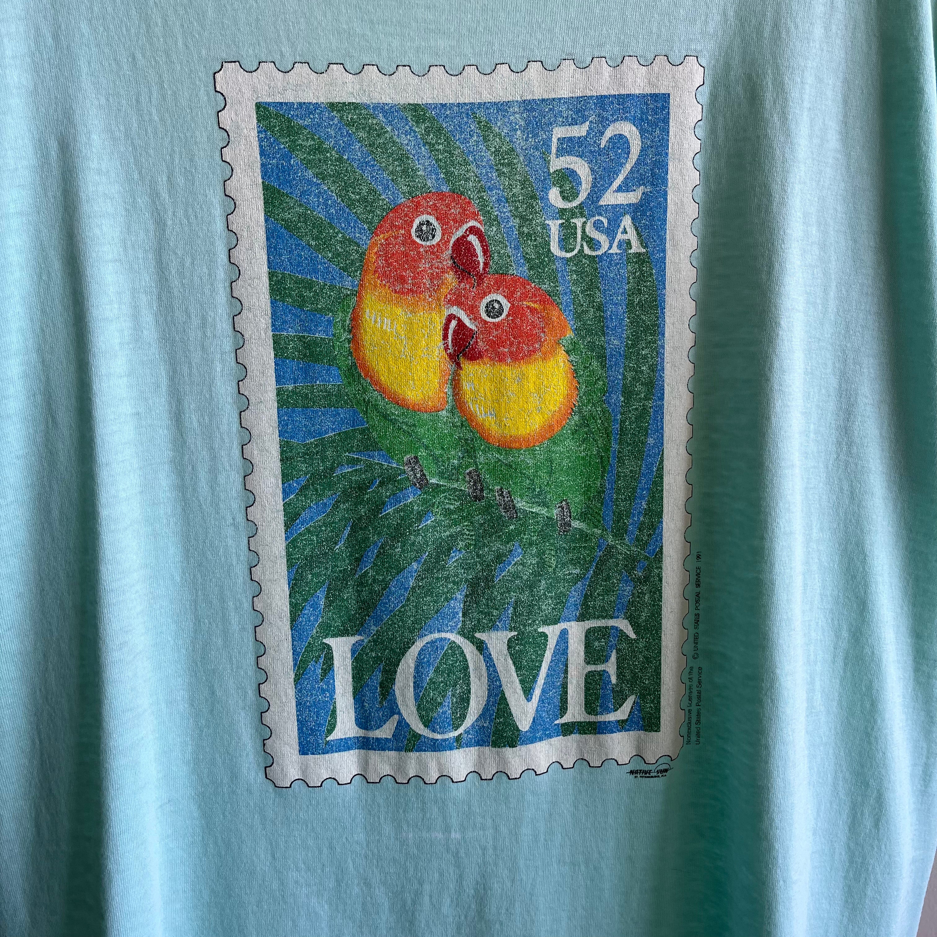 1991 USPS 52 Cent Stamp T-Shirt with a Parrot