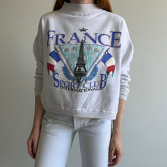 1980/90s France Mock Neck Cropped Super Stained Sweatshirt