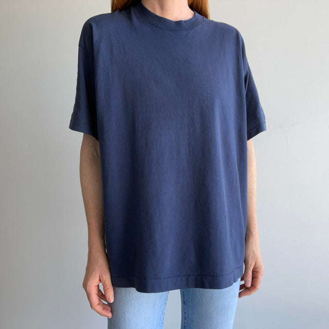 1980/90s Nicely Worn Blank Navy Single Stitch T-Shirt