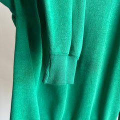 1980s Longer Faded Green Light Green Raglan with Good Stains